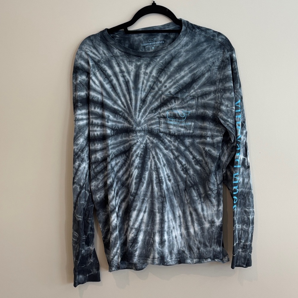 Vineyard Vines Men's Gray Tie-Dye Long Sleeve Shirt